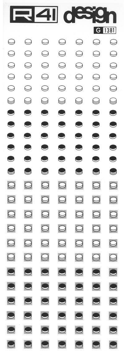 trasferibilir41 Pedine dama, NERO. Trasferelli-Trasferibili R41 in fogli 9x25cm. p. 222 .