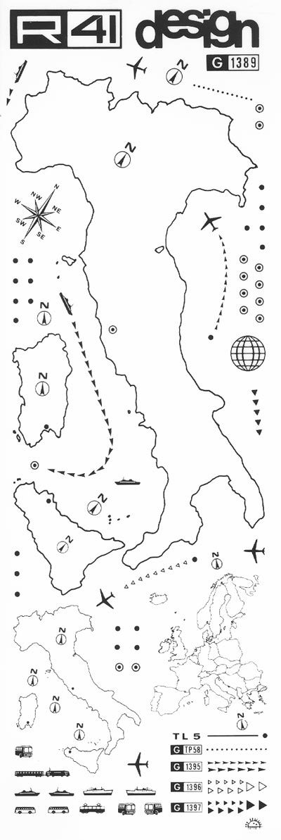 trasferibilir41 Italia, NERO. Trasferelli-Trasferibili R41 in fogli 9x25cm. p. 230 .