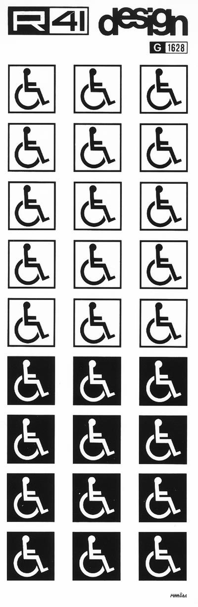 trasferibilir41 Disabili misura 3, NERO. Trasferelli-Trasferibili R41 in fogli 9x25cm. p. 220 .