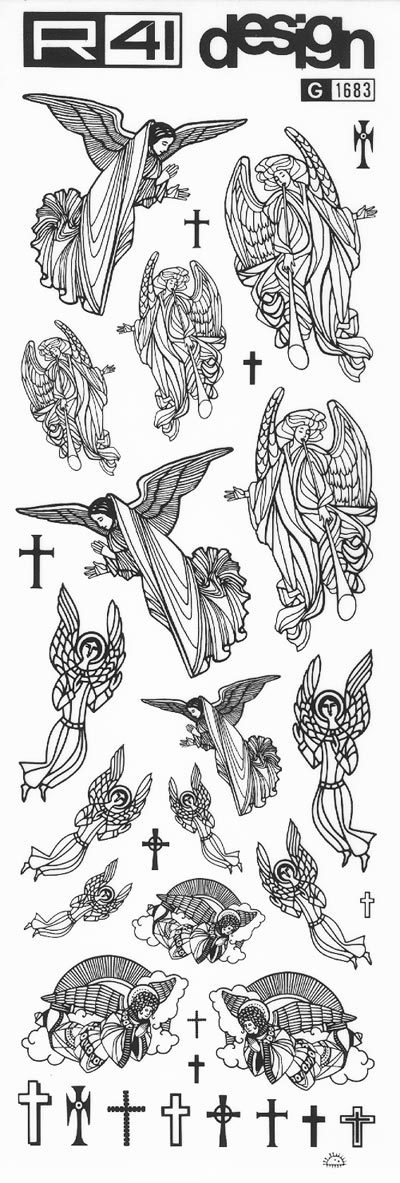 trasferibilir41 Angeli, NERO. Trasferelli-Trasferibili R41 in fogli 9x25cm. p. 237 .