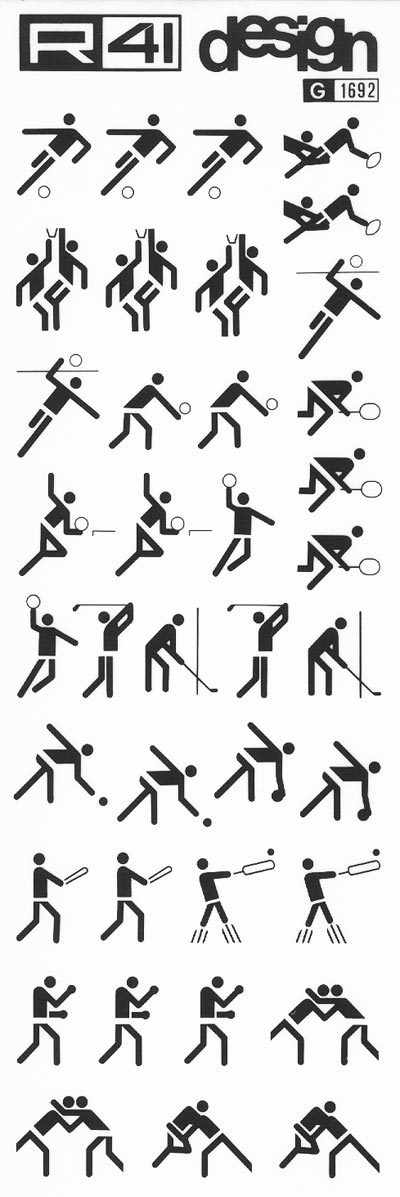trasferibilir41 Simboli sportivi, NERO. Trasferelli-Trasferibili R41 in fogli 9x25cm. p. 232 .
