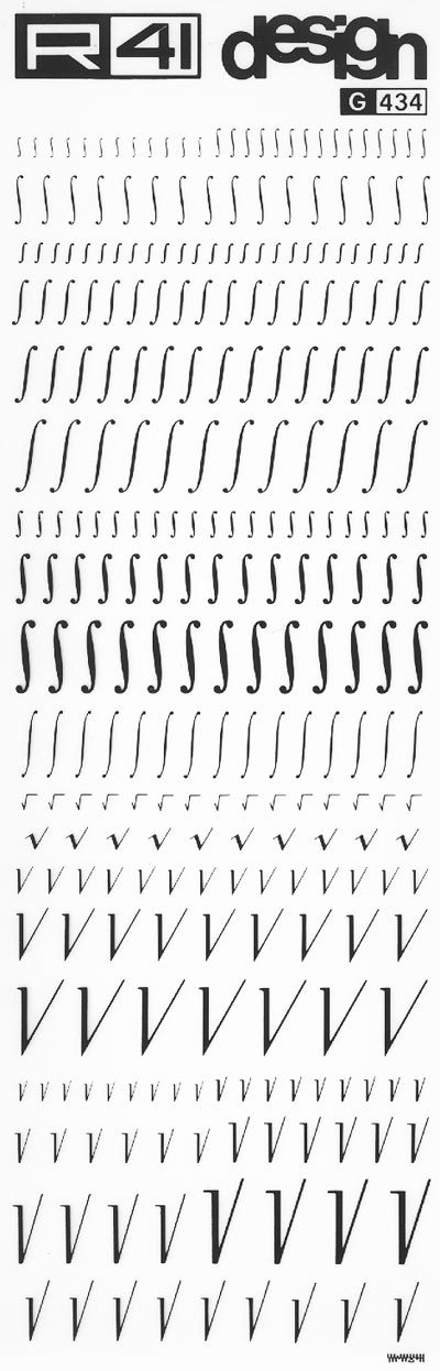 trasferibilir41 Radici quadrate, NERO. Trasferelli-Trasferibili R41 in fogli 9x25cm. p. 219 .