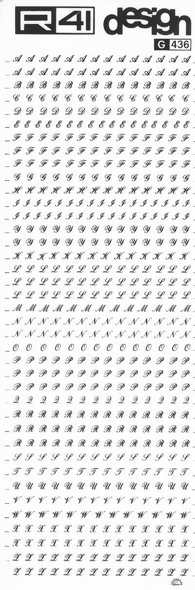 trasferibilir41 Lettere maiuscole, NERO. Trasferelli-Trasferibili R41 in fogli 9x25cm. p. 219 .