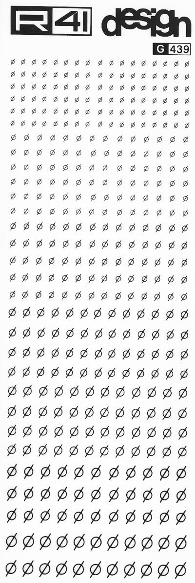 trasferibilir41 Diametro, NERO. Trasferelli-Trasferibili R41 in fogli 9x25cm. p. 218 .