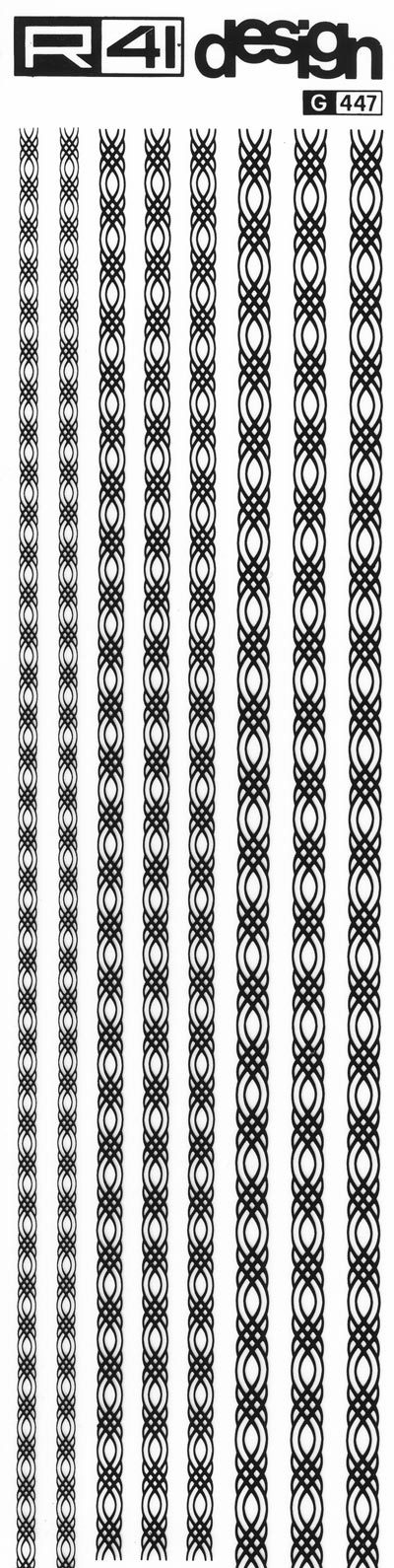 trasferibilir41 Fregi di contorno, NERO. Trasferelli-Trasferibili R41 in fogli 8,3x35cm. p. 209 .