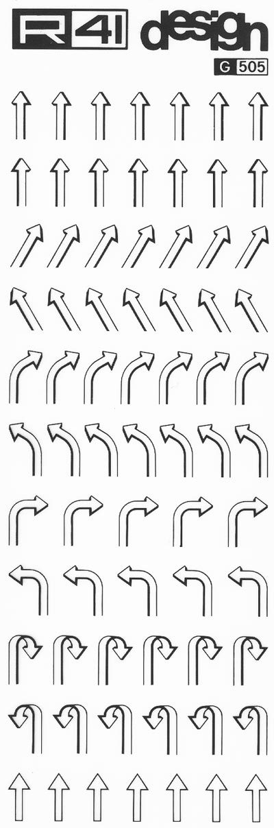 trasferibilir41 Frecce, NERO. Trasferelli-Trasferibili R41 in fogli 9x25cm. p. 241 .