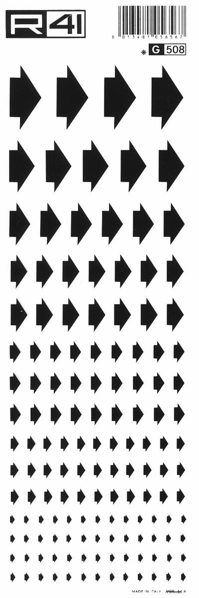 trasferibilir41 Frecce, NERO. Trasferelli-Trasferibili R41 in fogli 9x25cm .