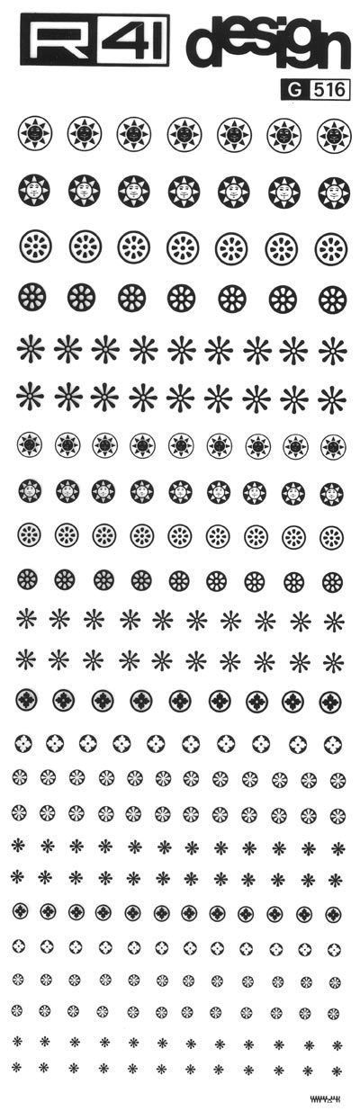 trasferibilir41 Asterischi, NERO. Trasferelli-Trasferibili R41 in fogli 9x25cm. p. 216 .