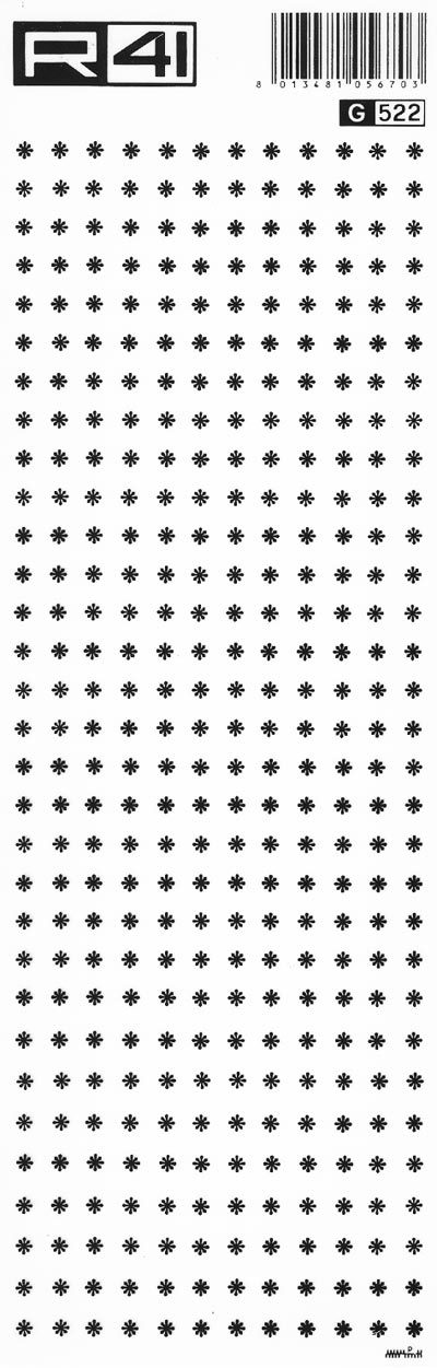 trasferibilir41 Asterischi misura 2, NERO. Trasferelli-Trasferibili R41 in fogli 9x25cm. p. 215 .