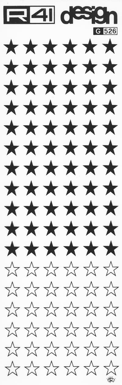trasferibilir41 Stelle misura 3, NERO. Trasferelli-Trasferibili R41 in fogli 9x25cm. p. 215 .