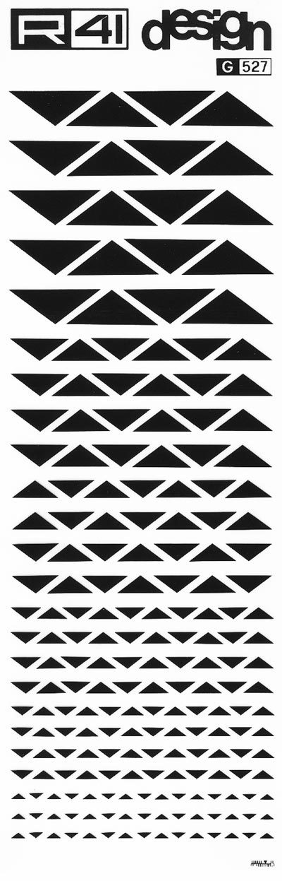 trasferibilir41 Frecce, NERO. Trasferelli-Trasferibili R41 in fogli 9x25cm. p. 242 .