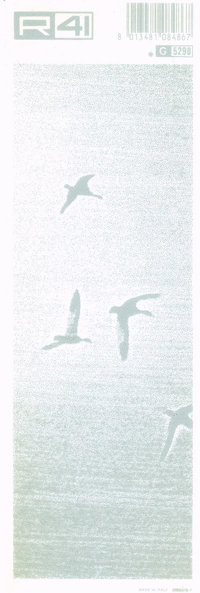 trasferibilir41 Uccelli in volo, SILVER-ARGENTO. Trasferelli-Trasferibili R41 in fogli 9x25cm .