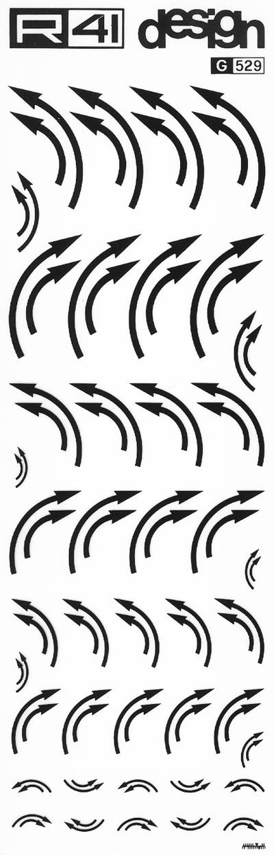 trasferibilir41 Frecce arcuate, NERO. Trasferelli-Trasferibili R41 in fogli 9x25cm .