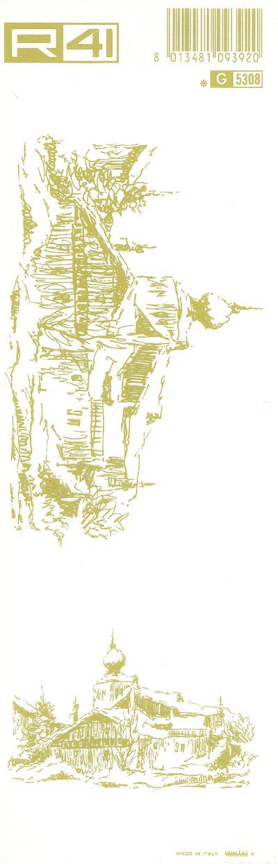 trasferibilir41 Baita montana, ORO. Trasferelli-Trasferibili R41 in fogli 9x25cm .