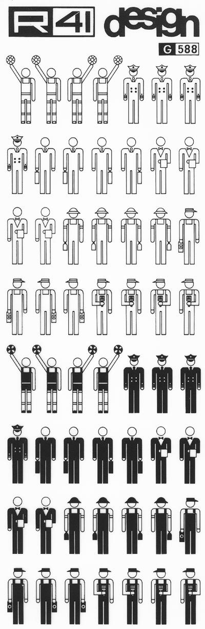 trasferibilir41 Silhouettes, NERO. Trasferelli-Trasferibili R41 in fogli 9x25cm. p. 225 .