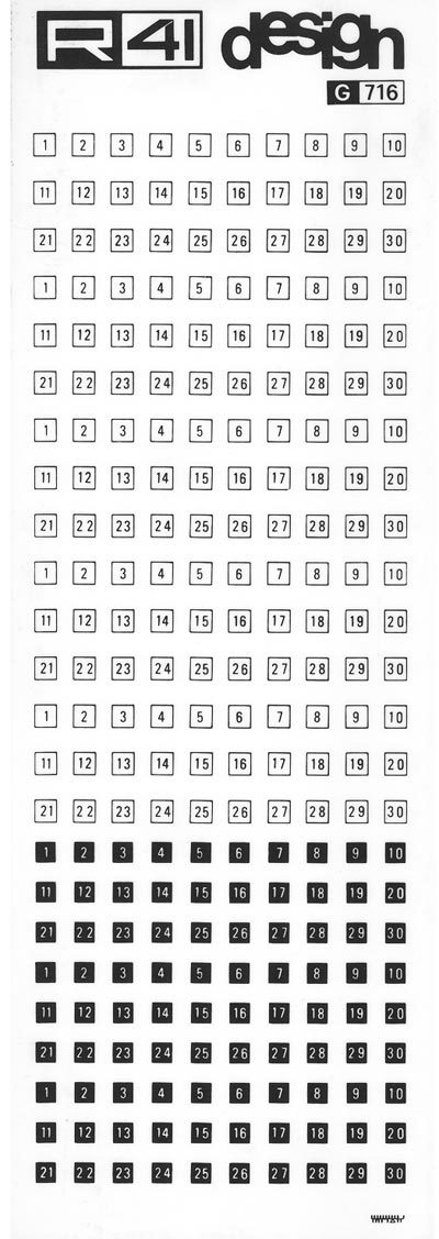 trasferibilir41 Numeri per richiami, NERO. Trasferelli-Trasferibili R41 in fogli 9x25cm. p. 245 .