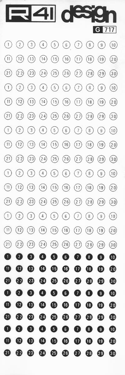 trasferibilir41 Numeri per richiami, NERO. Trasferelli-Trasferibili R41 in fogli 9x25cm. p. 244 .