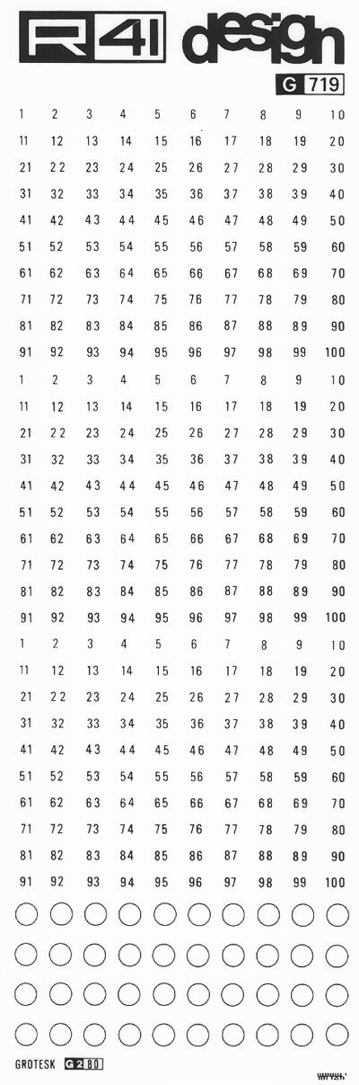 trasferibilir41 Numeri per richiami, NERO. Trasferelli-Trasferibili R41 in fogli 9x25cm. p. 244 .