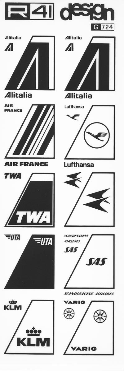 trasferibilir41 Aeroplani, NERO. Trasferelli-Trasferibili R41 in fogli 9x25cm. p. 233 .