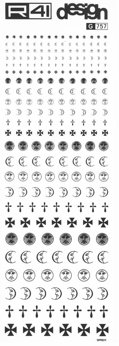 trasferibilir41 per Calendari, NERO. Trasferelli-Trasferibili R41 in fogli 9x25cm. p. 218 .