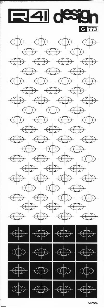 trasferibilir41 Crocini, NERO. Trasferelli-Trasferibili R41 in fogli 9x25cm. p. 213 .