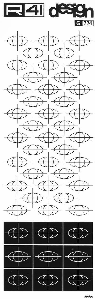 trasferibilir41 Crocini, NERO. Trasferelli-Trasferibili R41 in fogli 9x25cm. p. 213 .