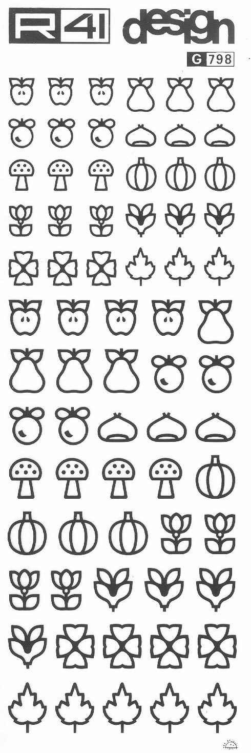 trasferibilir41 Frutta, Fiori, NERO. Trasferelli-Trasferibili R41 in fogli 9x25cm .