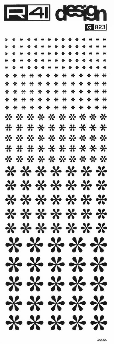 trasferibilir41 Asterischi misura 3, NERO. Trasferelli-Trasferibili R41 in fogli 9x25cm. p. 215 .