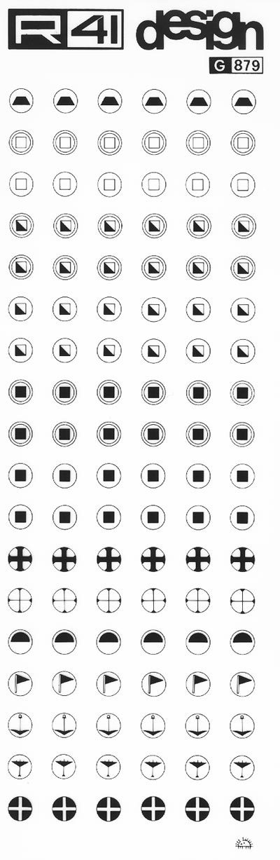 trasferibilir41 Tondi, NERO. Trasferelli-Trasferibili R41 in fogli 9x25cm. p. 217 .