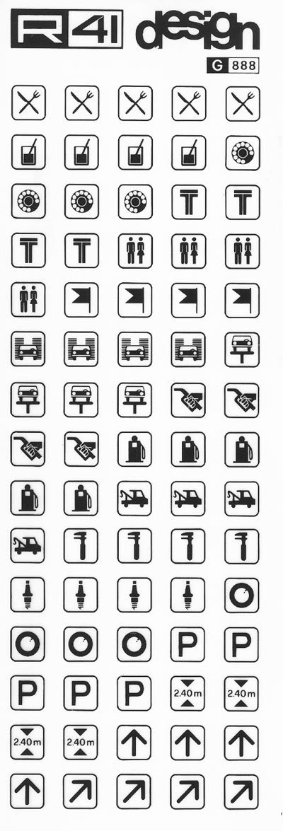 trasferibilir41 Simboli turistici, NERO. Trasferelli-Trasferibili R41 in fogli 9x25cm. p. 228 .
