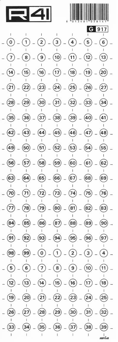 trasferibilir41 Numeri per richiami, NERO. Trasferelli-Trasferibili R41 in fogli 9x25cm .