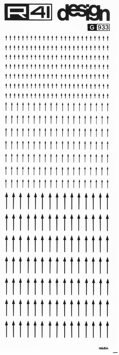trasferibilir41 Frecce, NERO. Trasferelli-Trasferibili R41 in fogli 9x25cm. p. 240 .