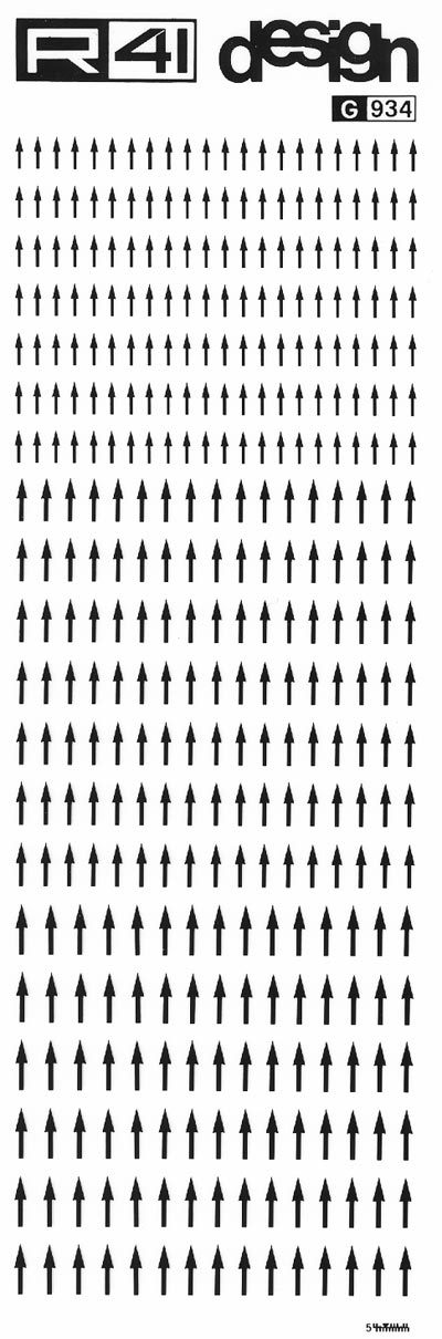 trasferibilir41 Frecce, NERO. Trasferelli-Trasferibili R41 in fogli 9x25cm. p. 240 .