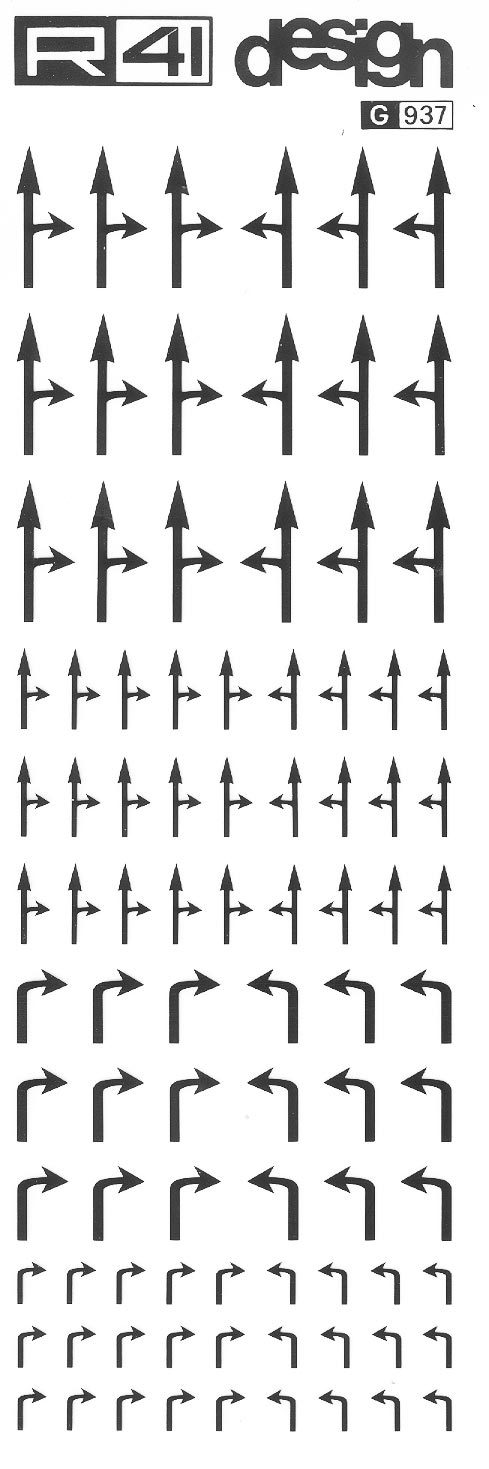 trasferibilir41 Frecce, NERO. Trasferelli-Trasferibili R41 in fogli 9x25cm .
