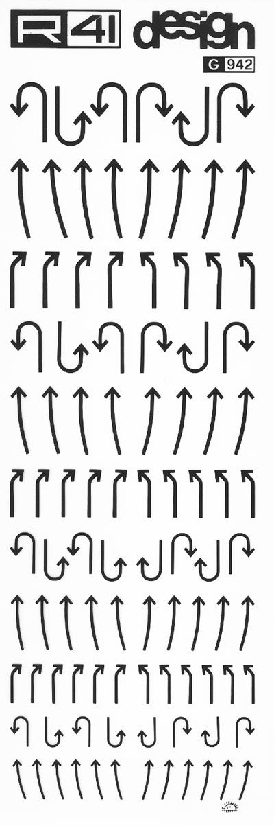 trasferibilir41 Frecce, NERO. Trasferelli-Trasferibili R41 in fogli 9x25cm. p. 239 .