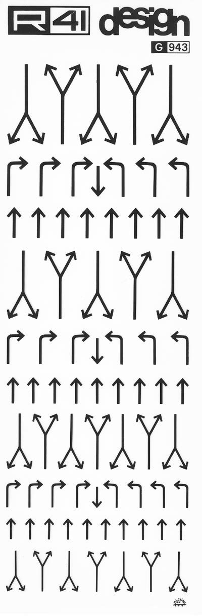 trasferibilir41 Frecce, NERO. Trasferelli-Trasferibili R41 in fogli 9x25cm. p. 239 .