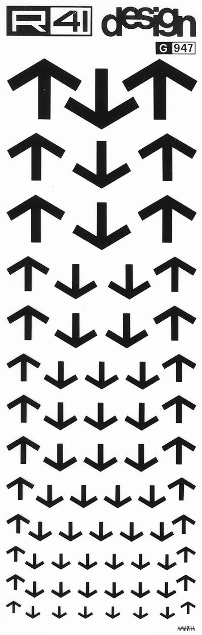 trasferibilir41 Frecce, NERO. Trasferelli-Trasferibili R41 in fogli 9x25cm .