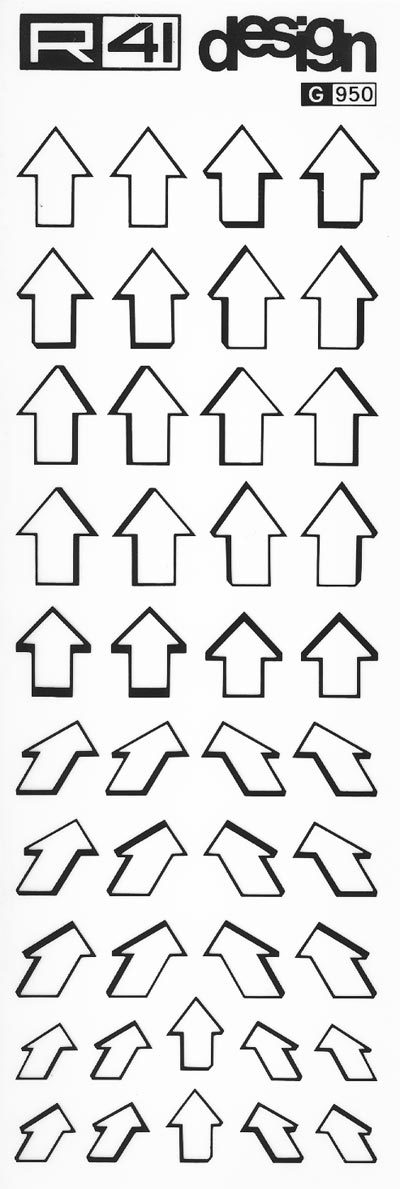 trasferibilir41 Frecce, NERO. Trasferelli-Trasferibili R41 in fogli 9x25cm. p. 243 .