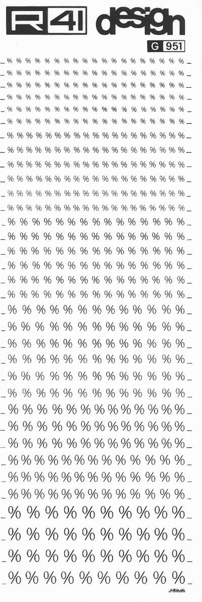 trasferibilir41 Percentuale, NERO. Trasferelli-Trasferibili R41 in fogli 9x25cm. p. 218 .