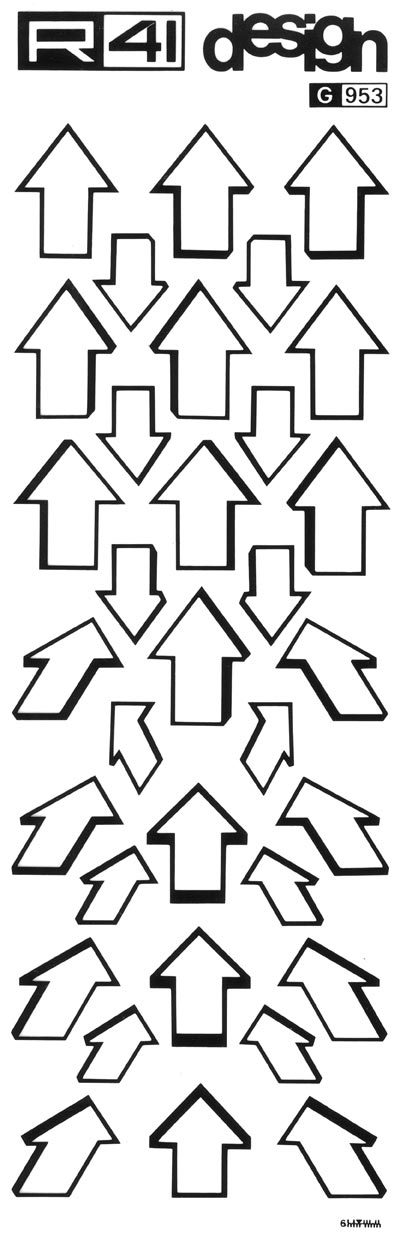 trasferibilir41 Frecce, NERO. Trasferelli-Trasferibili R41 in fogli 9x25cm. p. 243 .