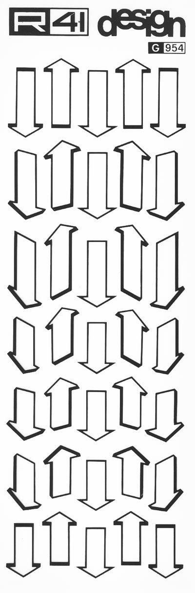 trasferibilir41 Frecce, NERO. Trasferelli-Trasferibili R41 in fogli 9x25cm. p. 243 .