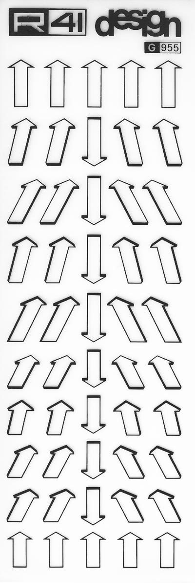 trasferibilir41 Frecce, NERO. Trasferelli-Trasferibili R41 in fogli 9x25cm. p. 243 .