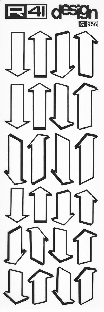 trasferibilir41 Frecce, NERO. Trasferelli-Trasferibili R41 in fogli 9x25cm. p. 243 .