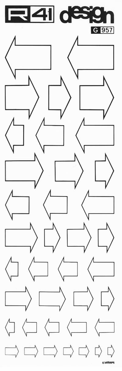 trasferibilir41 Frecce, NERO. Trasferelli-Trasferibili R41 in fogli 9x25cm. p. 242 .