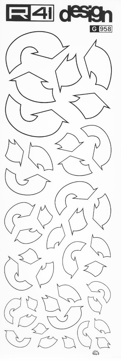 trasferibilir41 Frecce, NERO. Trasferelli-Trasferibili R41 in fogli 9x25cm. p. 241 .