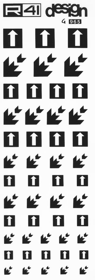 trasferibilir41 Frecce, NERO. Trasferelli-Trasferibili R41 in fogli 9x25cm. p. 243 .