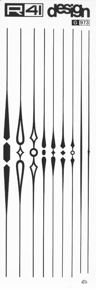 trasferibilir41 Fuselli, NERO. Trasferelli-Trasferibili R41 in fogli 9x25cm. p. 237 .