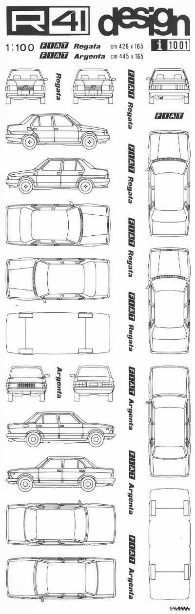 trasferibilir41 Fiat Regata, Argenta, NERO. Trasferelli-Trasferibili R41 in fogli 9x25cm .