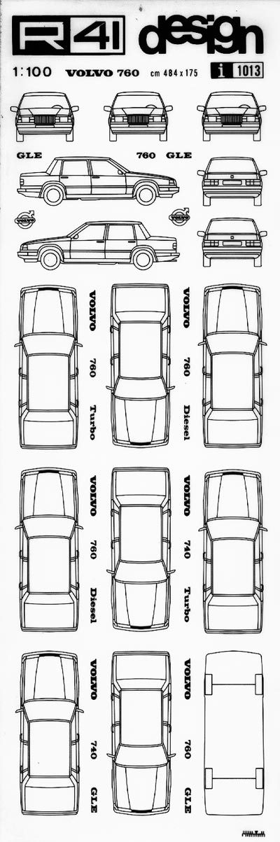 trasferibilir41 Volvo 740, NERO. Trasferelli-Trasferibili R41 in fogli 9x25cm. p. 616 .
