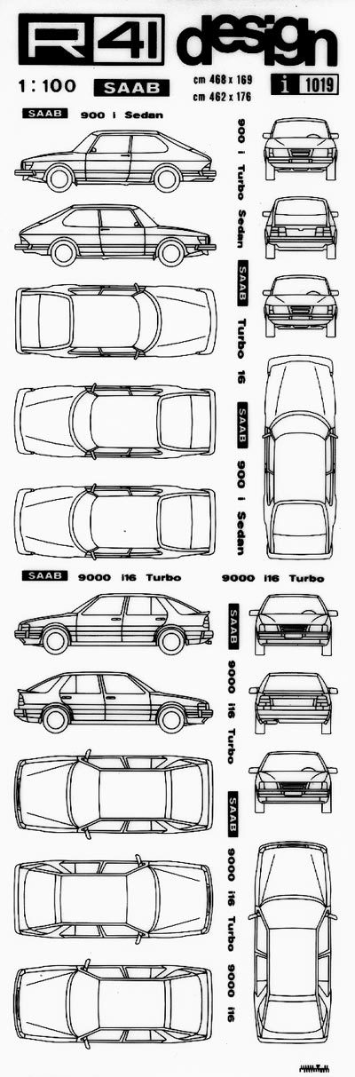 trasferibilir41 Saab 900, 9000, NERO. Trasferelli-Trasferibili R41 in fogli 9x25cm. p. 616 .